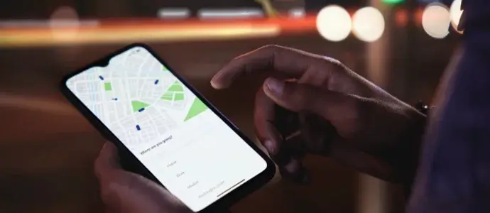 Person using a ride share app