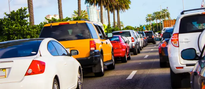 Cars driving on road in Florida