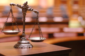 Personal Injury Lawyer Coral Gables, FL - Decorative Scales of Justice in the Courtroom