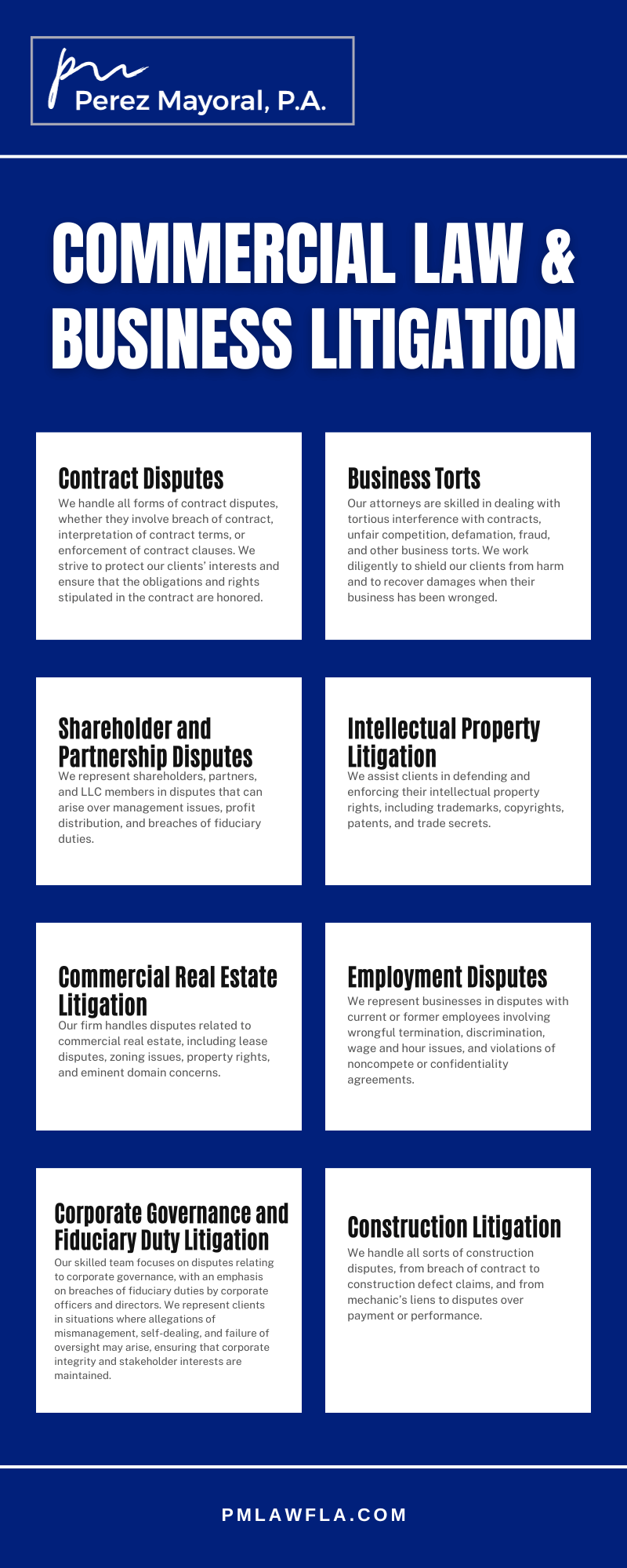 Commercial Law & Business Litigation Infographic