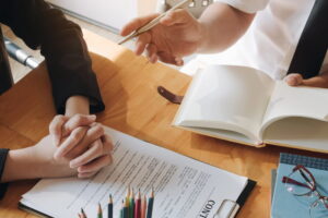 Business lawyer meeting